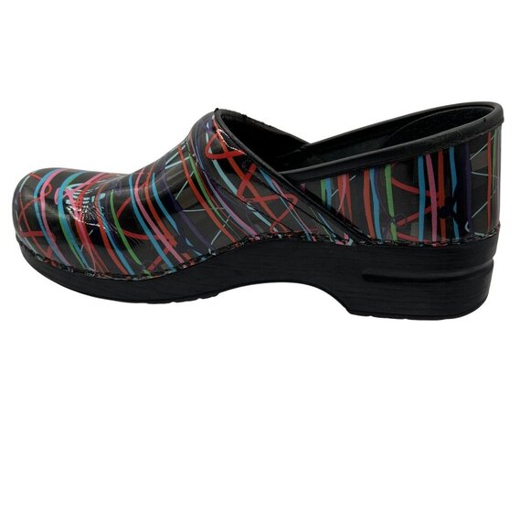 Dansko Womens 11.5 Professional Retro Streamer Patent Leather Clogs Comfort Shoe - Picture 9 of 16